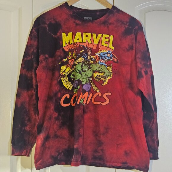 Marvel Comics Men's T-Shirt Size L Long Sleeve Hulk Captain America Iron Man - Picture 7 of 8